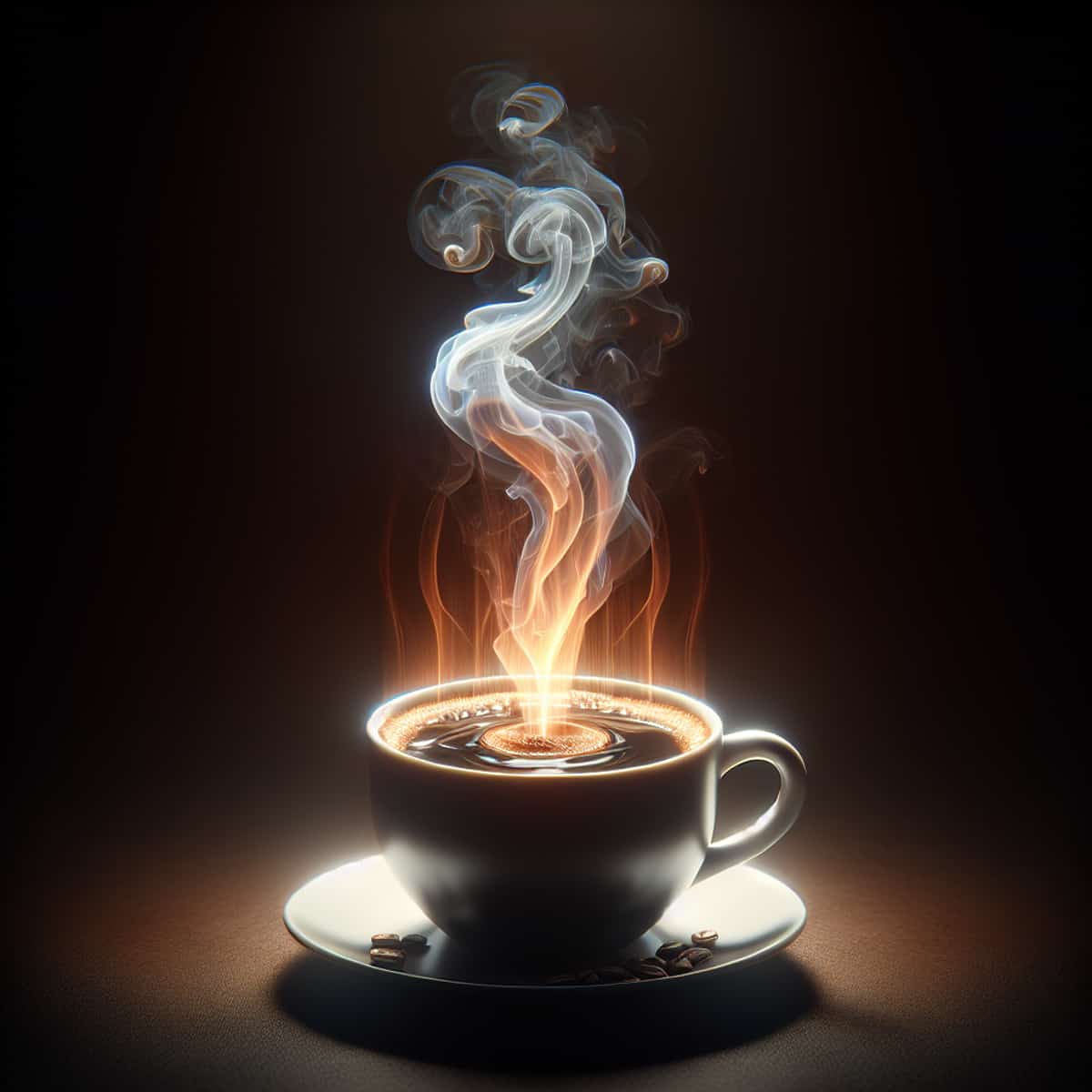 Una vista de cerca de una taza de café de especialidad humeante.